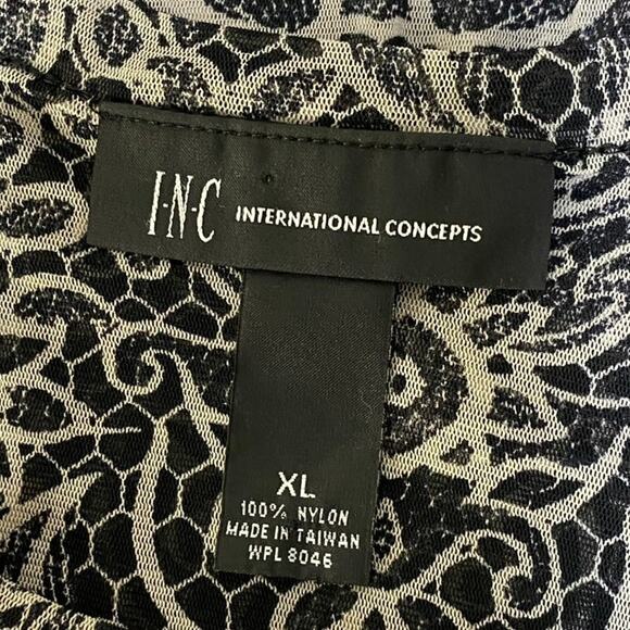 INC Womens Y2K Whimsigoth Black Mesh Top Size XL Grunge Gothic Dark Floral - Picture 5 of 9